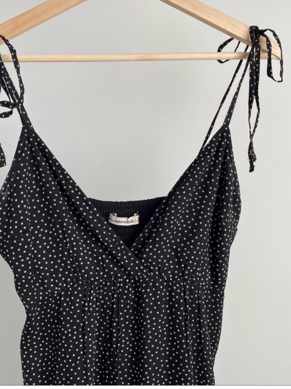 Abercrombie & Fitch Love Struck Maxi Tiered Dress Black White Polka Dot Medium M - Picture 6 of 7